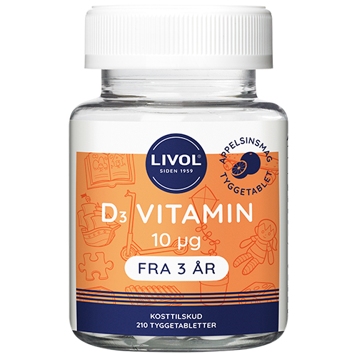 Livol D-vitamin 10 ug Tyggetablet (210 stk)