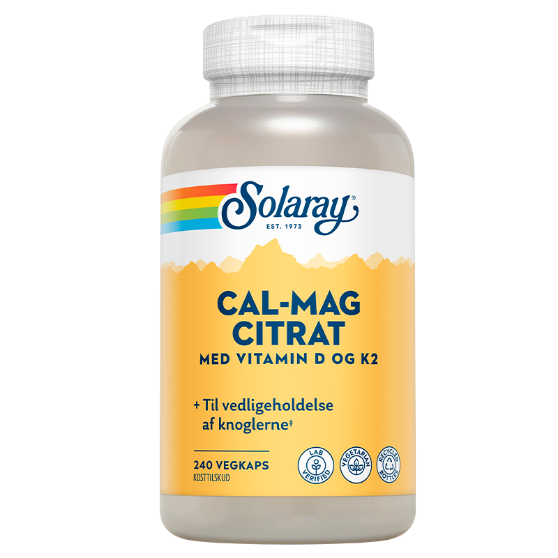 Solaray Cal-Mag Citrat med vitamin D og K2 (240 kap)
